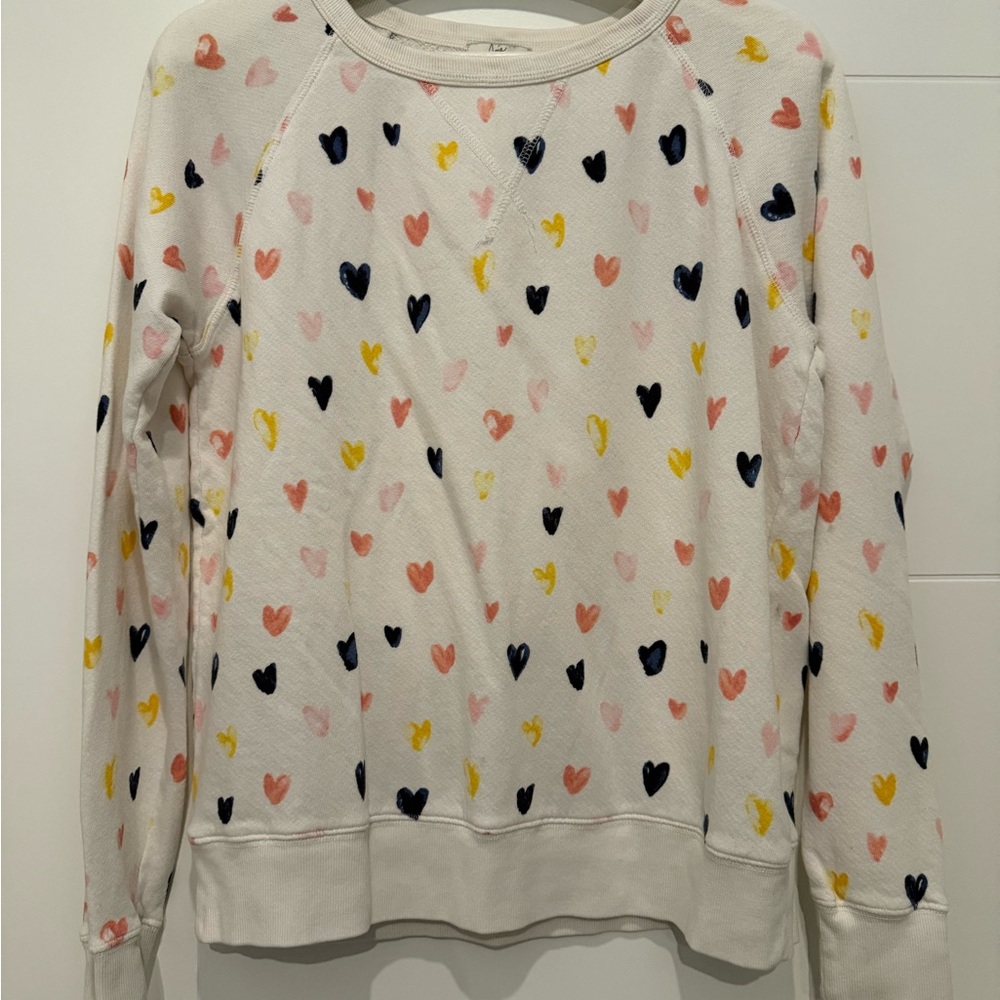 Joie Cotton White Heart Print Sweater